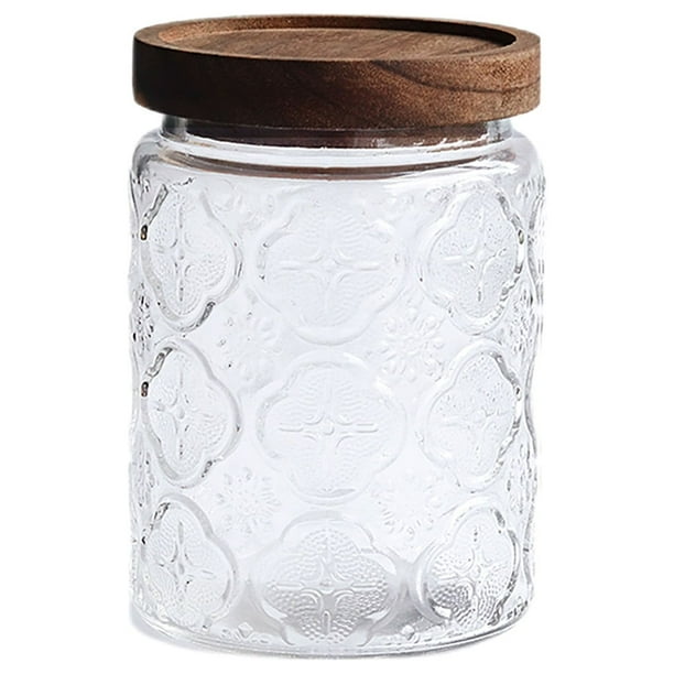 Frascos de vidrio vintage, frascos de almacenamiento herméticos con tapa de bambú, recipiente para almacenar alimentos, frasco para dulces para encimera de cocina, despensa, té, azúcar, café y té