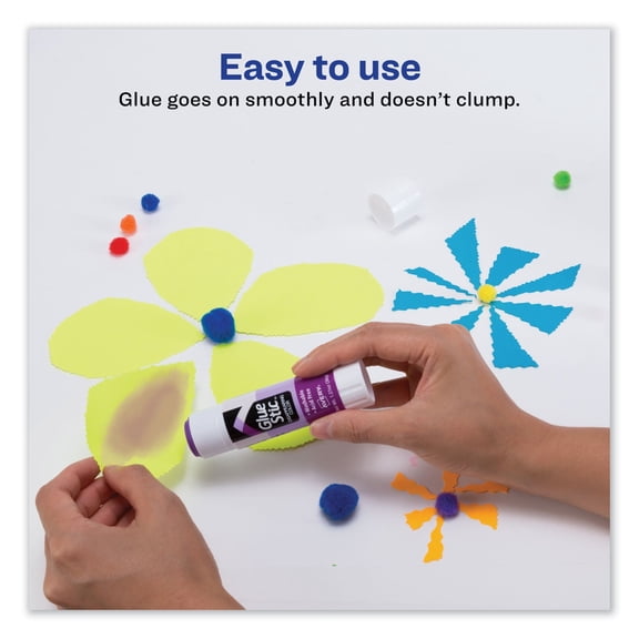 Avery Permanent Glue Stic Value Pack, 1.27 oz, Applies Purple, Dries Clear, 6/Pack