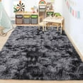 thumbnail image 2 of Lochas Fluffy Modern Area Rugs Tie-Dyed Rug for Kids Girls Room Nursery Home Decor Shag Soft Carpet,5'x8',Dark Grey, 2 of 7