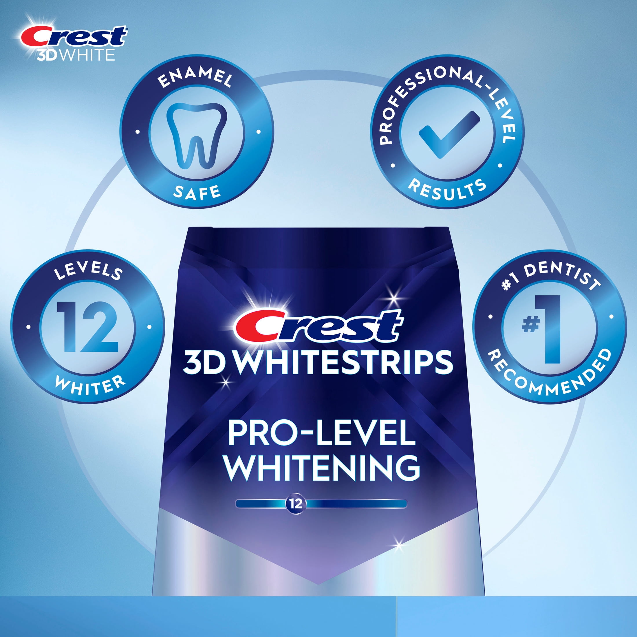 Crest 3DWhitestrips Pro-Level Whitening At-Home Whitening Kit, 20 Treatments, 12 Levels Whiter Teeth