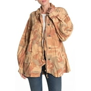 Free People Women's Jacket Camoflauge Printed Brown Size Small