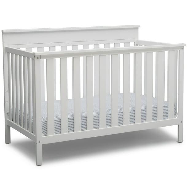 Delta Children Kingswood 4in1 Convertible Baby Crib, Bianca White