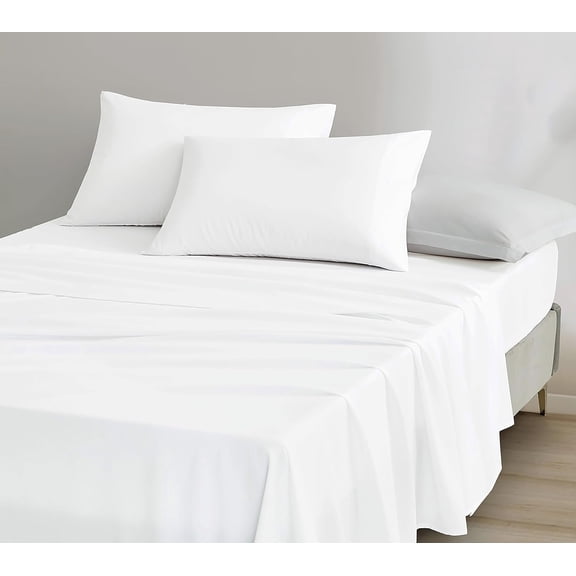 Chezmoi Collection Charisma Tencel Modal Blend Bed Sheets California King Size 4-Piece Sheet Set White - Soft and Cozy Lightweight Breathable 15" Deep Pocket Cooling Sheets