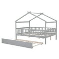thumbnail image 6 of Harper & Bright Designs Full Size Wooden House Bed with Trundle, Wood Montessori Daybed Frame with Roof and Safety Guardrail, Gray, 6 of 11