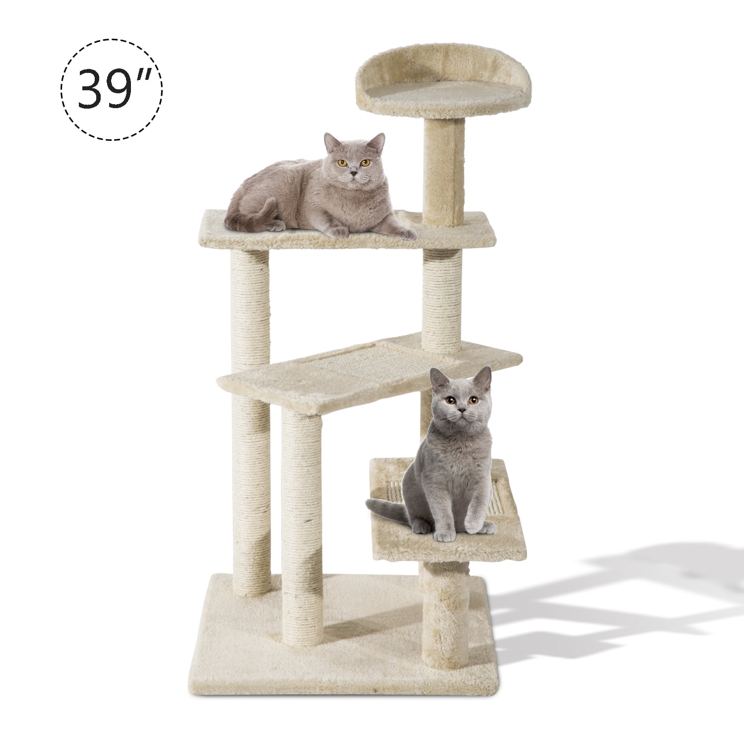 39” Scratching Cat Tree Scratcher Revolving Climbing Tower Post Pets