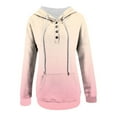 thumbnail image 4 of UAMVSH Womens Pullover Hoodie with Pockets Fashionable Gradient Color Sweatshirts Casual Printed Button Long Sleeve Tops(XX-Large,Pink 1), 4 of 5