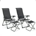 thumbnail image 6 of Gymax 4PCS Folding Patio Recliner Chair & Ottoman Set w/ Adjustable Backrest Grey, 6 of 7