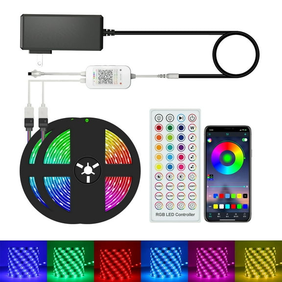 Mistaha Smart LED Strip Lights RGB 32.8ft. 5050 Color Changing Lights BT Connection with APP