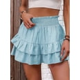 thumbnail image 5 of Women'S High Waist Ruffle Mini Skirt Tiered Short Skirt with Shorts Underneath L, 5 of 6