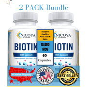 Advanced Natural Biotin Supplement for Fast Hair Growth [2 Pack] #120 Count
