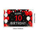 thumbnail image 6 of Black Background 10th Birthday Banner with Red White Balloons and Polka Dot Bunting Happy Birthday Party Supplies Photography Props Decors for Birthday Party Celebration Event Decorations, 6 of 7