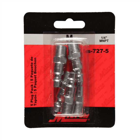 Milton S-727-5 1/4" Male Plug M-Style - 5 Pack