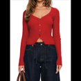 thumbnail image 1 of Cárdigan de Larga para Mujer, Suéter Corto de Punto Abierto, Chaqueta con Cuello en V y Botones para Otoño Vino Tinto XL, 1 of 10