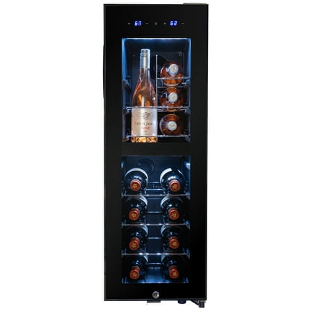 AKDY 16 Bottle Touch Panel Dual Zone Wire Shelves Freestanding Compressor Wine (Best Wine Coolers For Apartments)