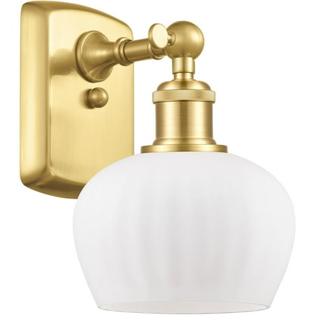 

Satin Gold Tone Wall Sconces 7 Wide Steel/Cast Brass/Glass Medium Base LED 1 Light Fixture