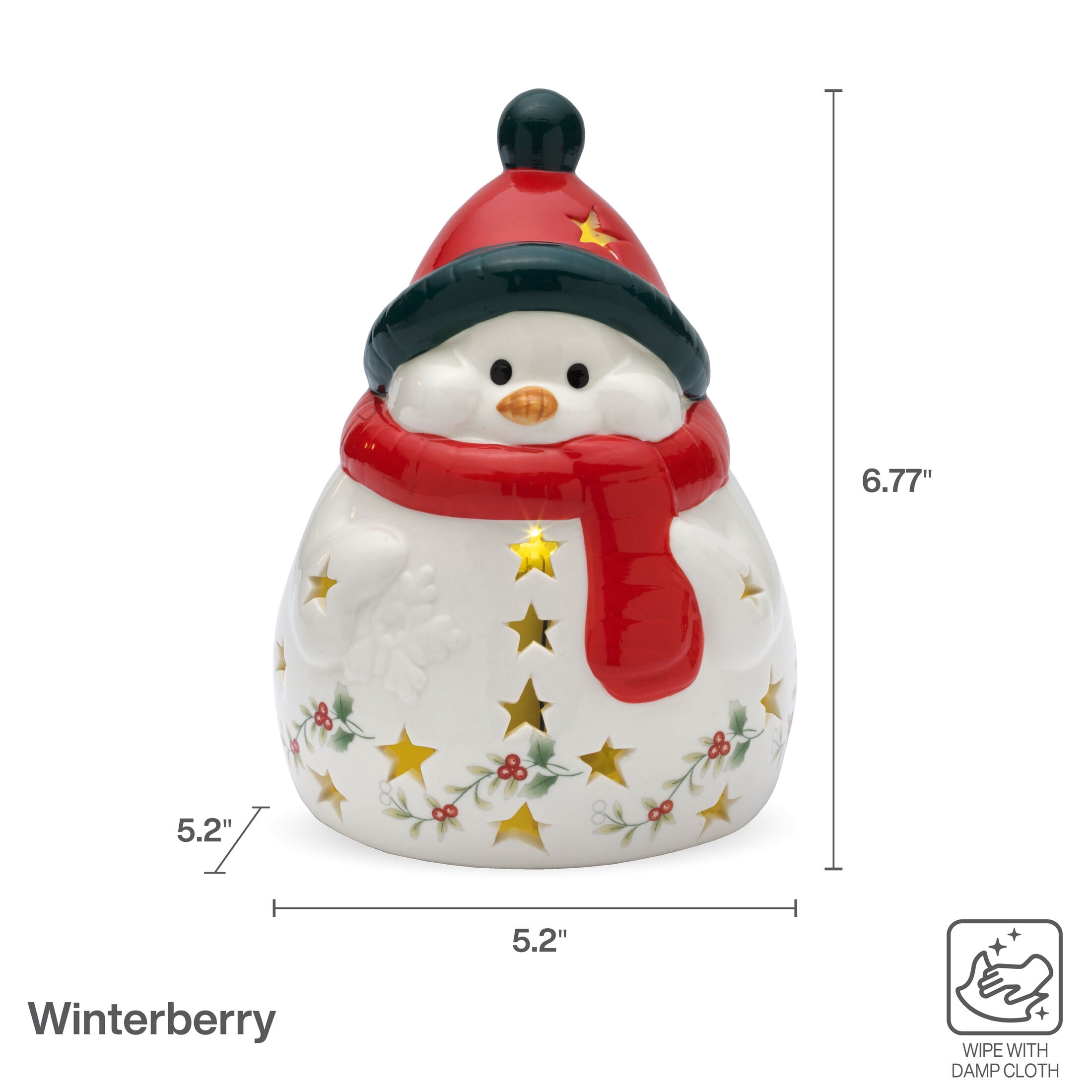 Pfaltzgraff Winterberry Dolomite Led Light Snowman, White