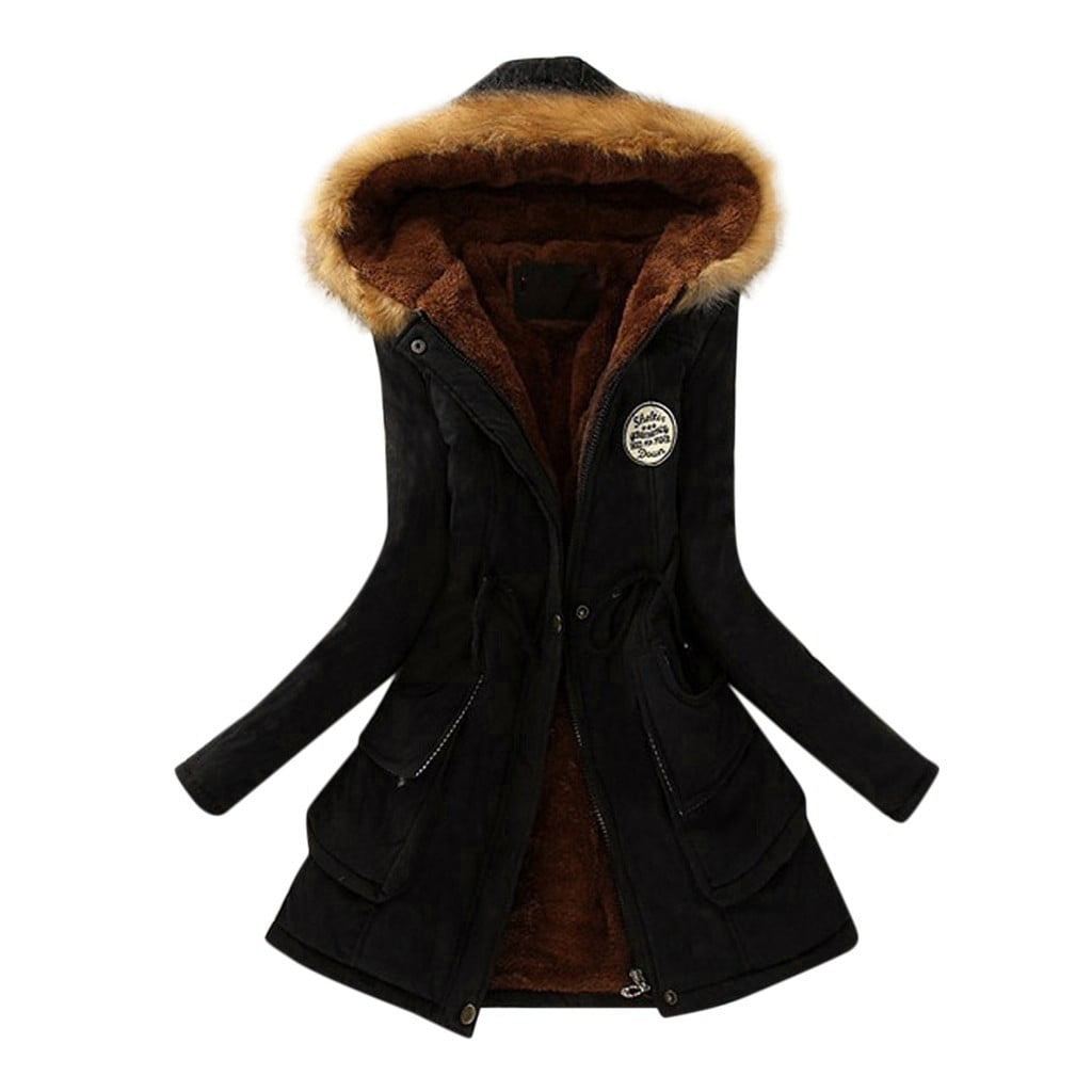 LoyisViDion Coat Winter Womens Warm Coat Hooded Jacket Slim Winter ...