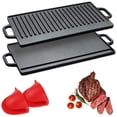 thumbnail image 1 of Plancha Hierro Fundido Reversible, Sartén para parrilla 2 en 1 de doble cara, Plancha de Hierro Fundido, Fácil de limpiar, antiadherente, Adecuado para Estufas de gas y barbacoas, 1 of 4