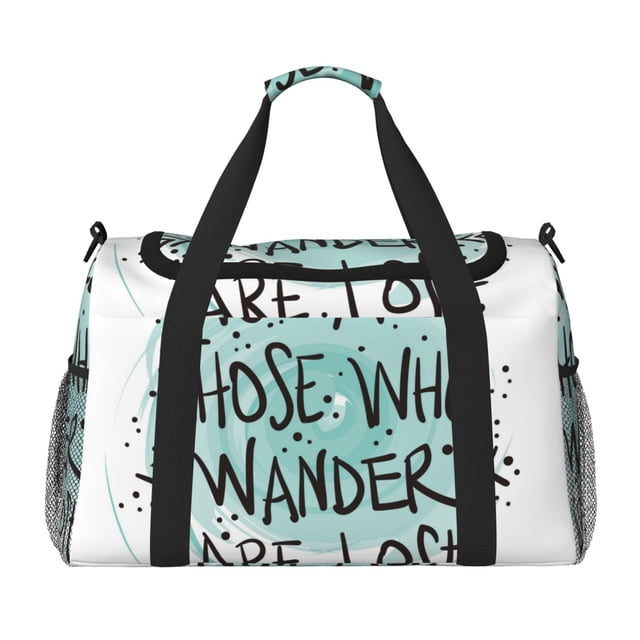Fotbe Not All Who Wander Are Lost1 Bolsa de Viaje con Estampado, Bolsa de Fin de Semana para Mujer con Compartimento para Zapatos, Bolsa de Gimnasio con Bolsillo Húmedo