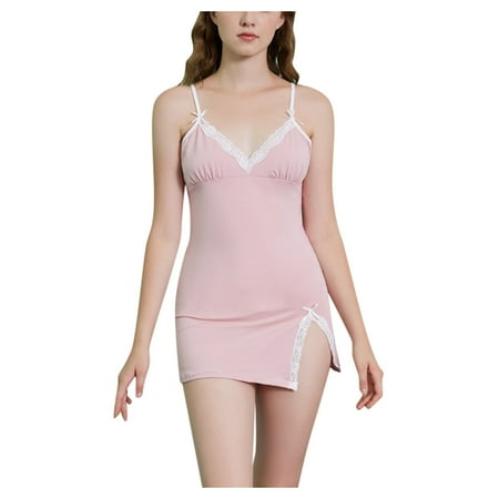 

Intimates Women Sexy Lace Sleepwear Lingerie Temptation Bra Underwear Nightwear Polyester Dress for Women Casual Pink