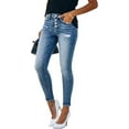 thumbnail image 3 of Women‘s Ripped High Waisted Skinny Jeans Button Fly Distressed Stretchy Denim Pants, 3 of 6