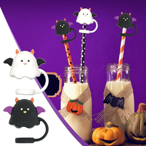 XGFHYJEH Halloween Decor, Halloween Decorations, Halloween Decorations Indoor, Halloween Indoor Decor, Halloween White Ghost Straw Topper For 30 And 40 Tumbler With Handle Proof
