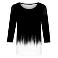 thumbnail image 5 of Womens Round Neck T-Shirts Loose Fit Tunic Tops 3/4 Length Sleeve Graphic Tee Plus Size Fall Summer Spring Tshirts (XL, Black), 5 of 6