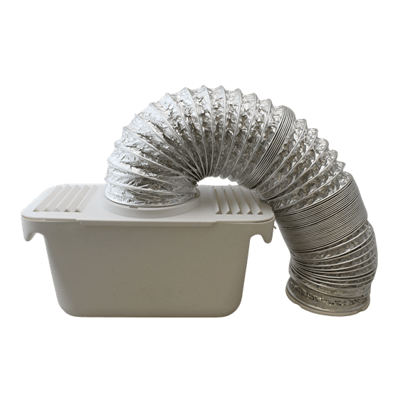 Indoor Dryer Lint Trap Vent Kit with 48" Flexible Aluminum Hose – Easy Install, Recirculates Heat, Traps Lint, for Electric Dryers by Dependable Industries Inc. Essentials