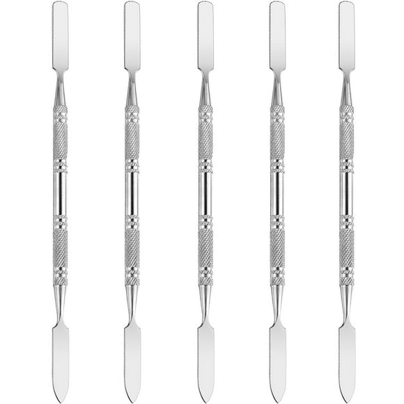 mee 5Pcs Makeup Spatula tool metal Set Professional Beauty Stainless Steel Cosmetics Mixer Long Metal Spatula Depotting Mixing Tool (#1+#2)