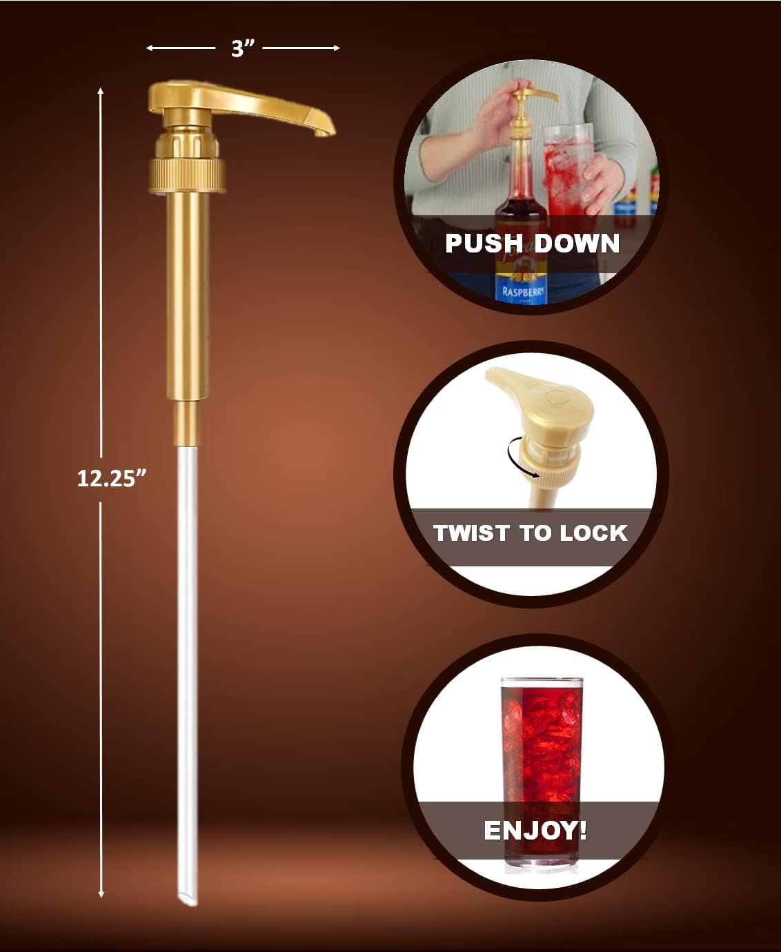 Fresh Finest Coffee Syrup Pump Dispenser for Most 25.4 Oz/750 ml Syrup Bottle Types