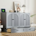 thumbnail image 2 of Queen Size Murphy Bed with Large Capacity Drawers, Space-Saving Cabinet Bed with Foldable Design, for  Apartments, Guesthouses, Gray, 2 of 9