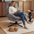 thumbnail image 3 of Pmango 360°Free Swivel Accent Chair Set of 2 for Living Room, Slightly 20°Rocking, 24" High Backrest Upholstered Armchair, Ergonomic Design, Chenille Breathable Soft Fabric Modern Single Sofa, Gray, 3 of 9