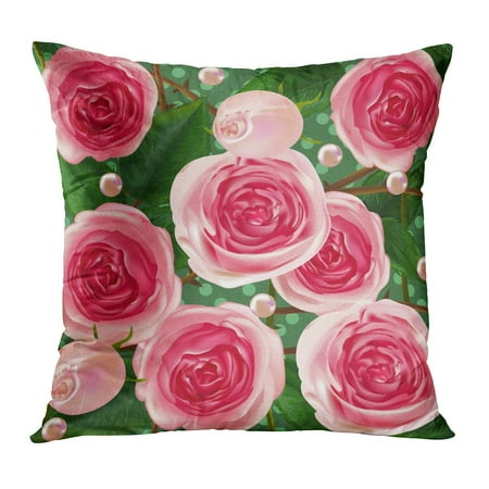 English Home Accessories ECCOT Pink Accessory Rose Pearl Wedding Flowers English Roses Beautiful Springtime Mothers Day Womens Antique Pillow Case Pillow Cover 20x20 inch ()