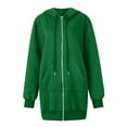 thumbnail image 5 of Resicozy Women's Zip Up Hoodies Plus Size Long Tunic Sweatshirts Casual Fashion Fall Jacket Coat with Pockets Green 2XL, 5 of 5