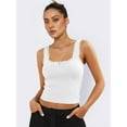 thumbnail image 5 of Women'S Tank Tops Cute Slim Fitted Ribbed Knit Lace Camisole Top Summer Square Neck Sleeveless Going White L, 5 of 9
