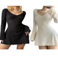 thumbnail image 3 of POINTERTECK Robe Courte en Maille à Manches Longues pour Femmes Bodycon, 3 of 4