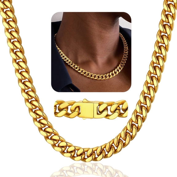 ChainsProMax Women Choker Chunky Chain Stainless Steel Cuban Link Chain Necklace Mothers Day Gift for Mom Daughter