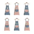 thumbnail image 2 of Delantal de cocina de poliéster impermeable con diseño de dibujos animados para mujeres y hombres, a prueba de aceite, cómodo, duradero, rosa/azul, 2 of 5