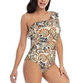 thumbnail image 3 of Haiem Floral Paisley Women's One Piece Swimsuits Tummy Control One Shoulder Bathing Suits Ruffle Swimwear-Large, 3 of 8
