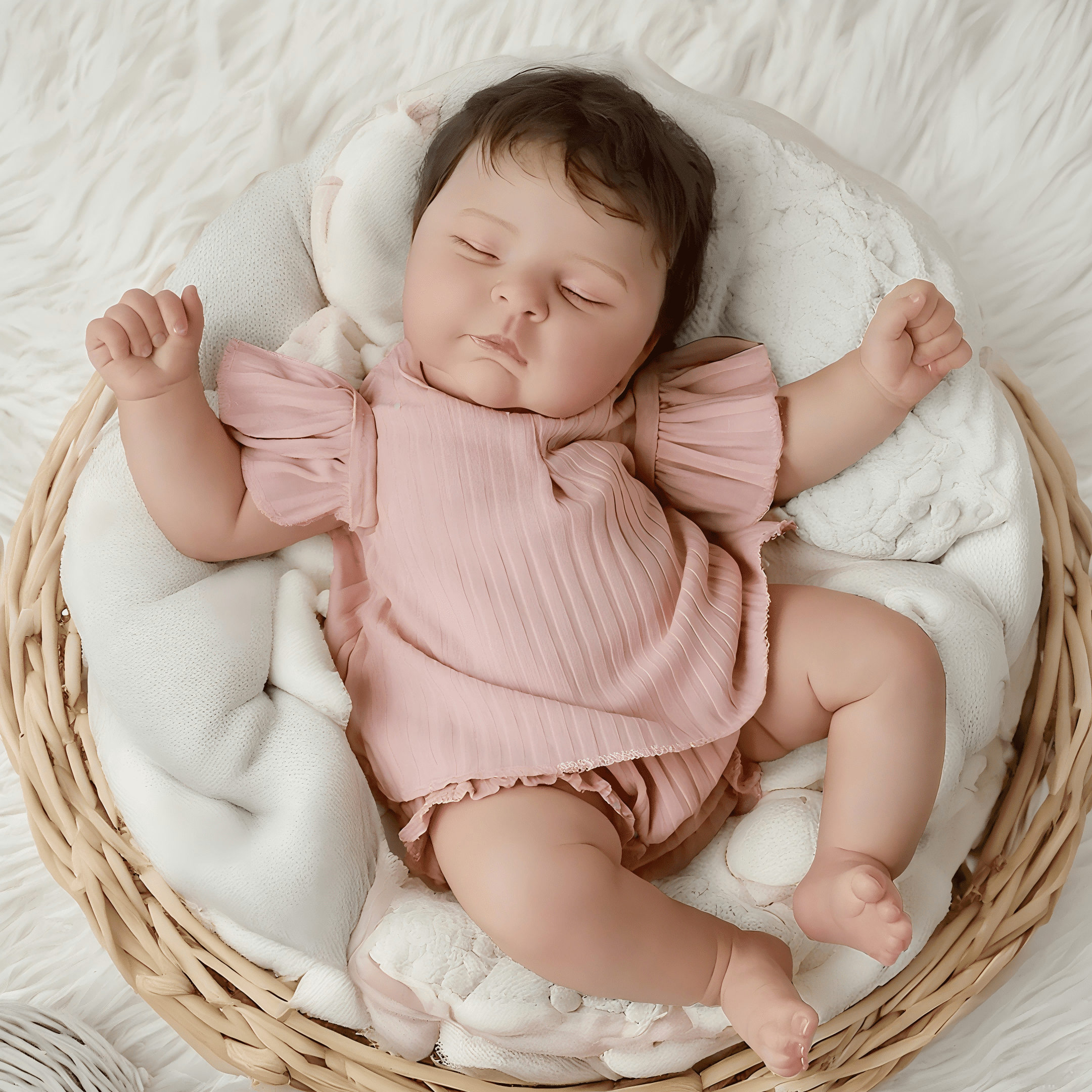 iCradle Cuddly Asleep Lifelike Reborn Baby Dolls Girl Realistic Newborn Babies Soft Cloth Body Rooted Hair Birthday Gift for Kids 3+