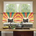 thumbnail image 4 of Yayeee Kitchen Curtains Tier Set of 2 Light Filtering 57"x36" Over Sink Window Panels, Colorful Black Cat, 4 of 7
