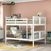 BELLEMAVE Full over Full Bunk Beds, Wood Bunk Bed with Ladder, Headboard and Footboard, Convertible Bunk Beds for Teens(White)