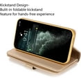 thumbnail image 3 of Wallet Case Compatible with iPhone 12/iPhone 12 Pro 6.1 inch 2020,Magnetic Handbag Zipper Pocket PU Leather Flip with 9 Card Slots and Wrist Strap Folio TPU Inner Stand Case - Gold, 3 of 9