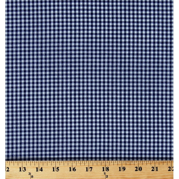 1/8" Navy Blue/White Gingham Check Squares Plaid Rich CheckT Gingham 60" Wide Polyester/Cotton Yarn Dyed Fabric by the Yard (GC1805-552)