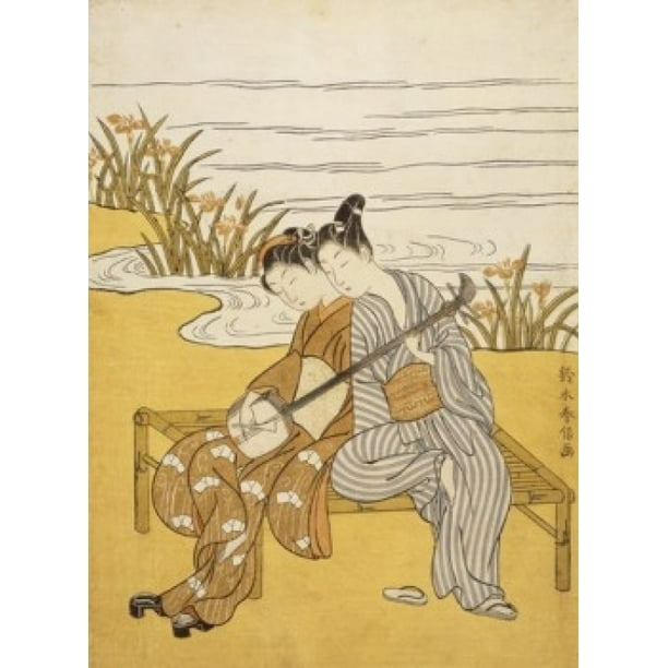 Two Lovers Playing A Shamisen C1776 1777 Suzuki Harunobu 1725 1770 Japanese Woodblock Minneapolis Institute 24 X 36 Walmart Com Walmart Com