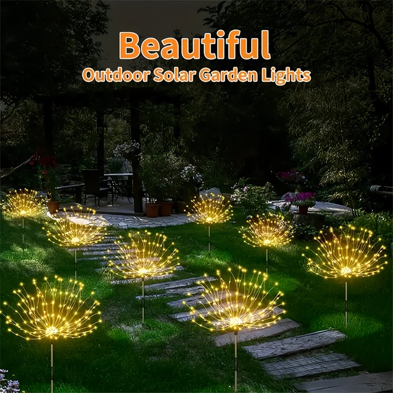 150 LED Solar Fireworks Sparkler Lights For Garden – Outdoor Patio Yard Decor, RGB
