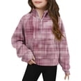 thumbnail image 2 of Nmnitkp Girls Half Zip Sweatshirt Long Sleeve Pullover Crop Tops Kids Lightweight Fleece Fashion Winter Clothes Pink,5 Years, 2 of 5