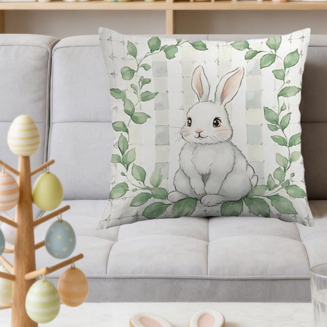 Uuiauoio Easter Pillow Covers Bunny Throw Pillow Covers 18 x 18 Inch Easter Spring Decoration Rabbit Cushion Case for Bedroom Sofa CouchEaster Holiday Festivals Home Decor