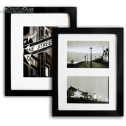 The Display Guys~ 2 Sets 8x10 Inch Black Picture Frame Made of Solid Pine Wood and Real Tempered Glass, Luxury Made Affordable, With White Core Mat Boards 2 for 5x7 Photo   2 for 2-4x6 Photos …