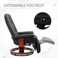 thumbnail image 4 of Demi Bonn Faux Leather Manual Recliner, Adjustable Swivel Lounge Chair with Footrest, Armrest and Wrapped Wood Base for Living Room, Black, 4 of 7